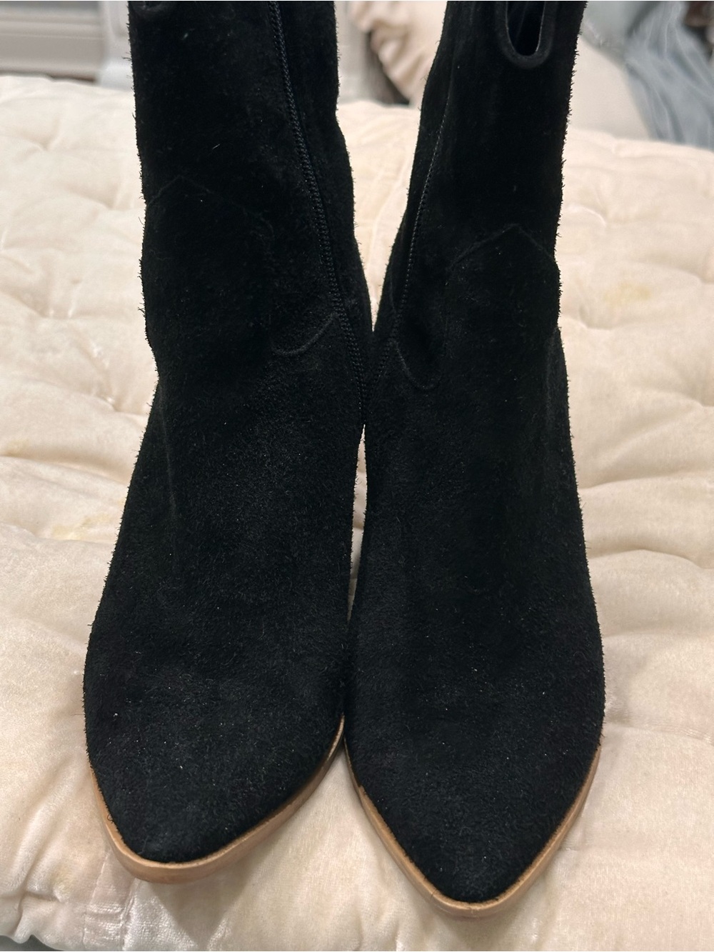 Women's Black Suede Pointed Toe Ankle Booties